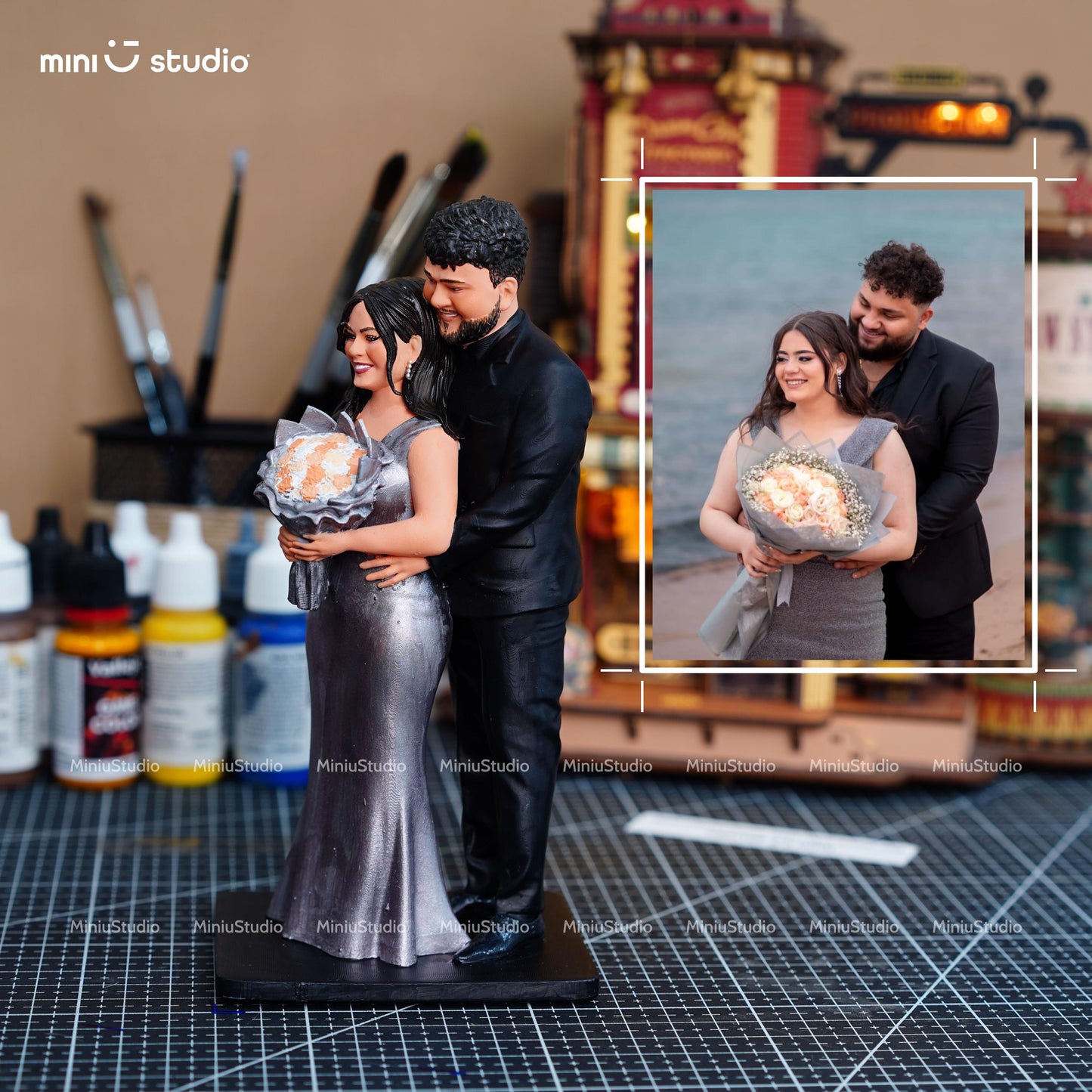 Handcrafted Personalized Memory Sculpture: Custom Wedding, Anniversary & Birthday Couple Figure Gift