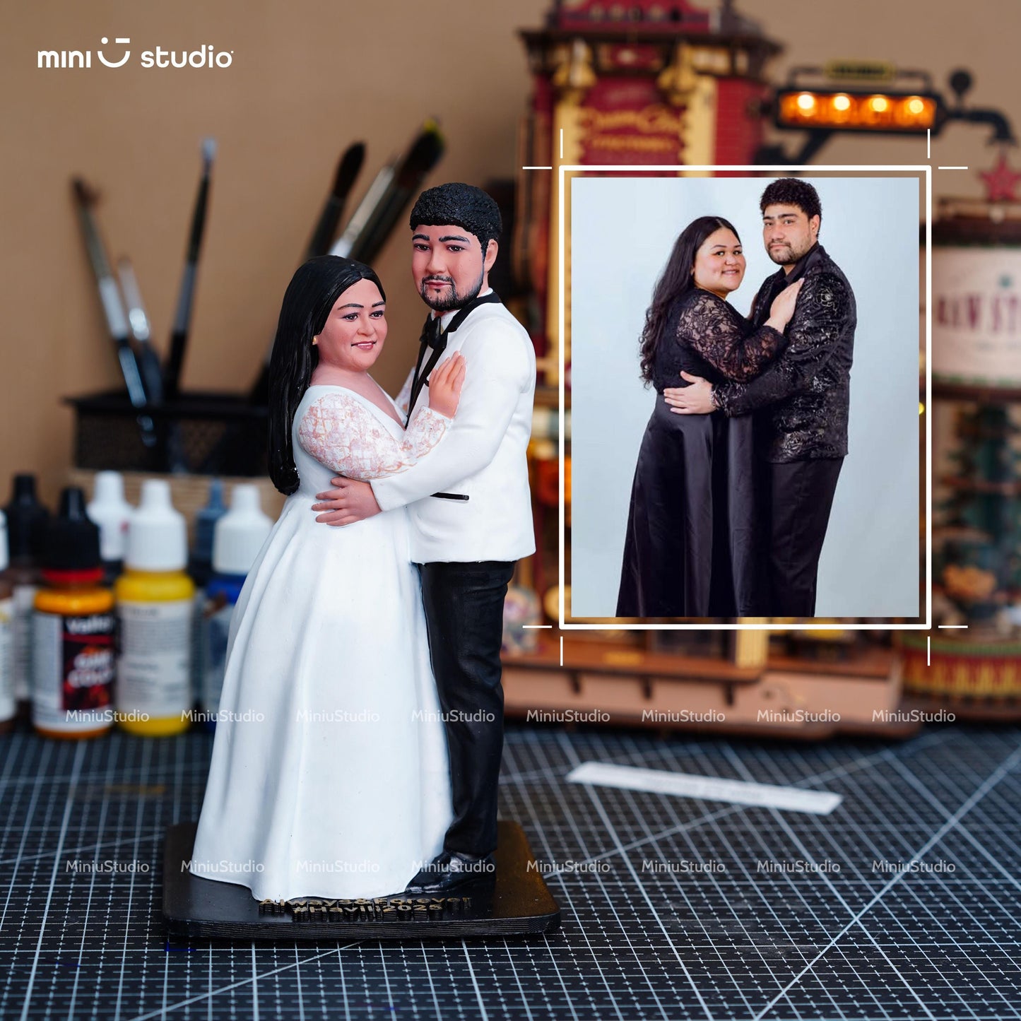 Handcrafted Personalized Memory Sculpture: Custom Wedding, Anniversary & Birthday Couple Figure Gift