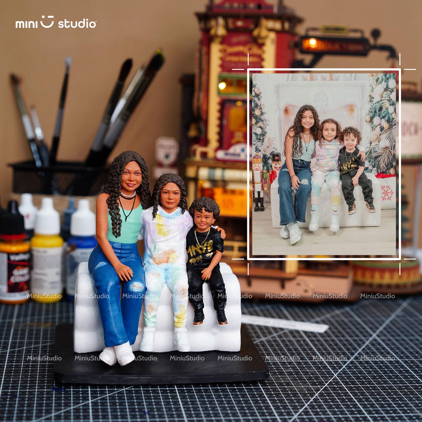 Custom Family Figurine - Personalized 3D Printed Sculpture - Handmade Family Portrait Gift from Photo