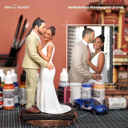 Custom Bride and Groom Figurine: Handmade Wedding Cake Topper