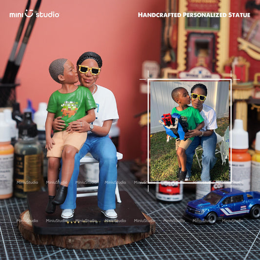 Custom Family Figurine - Personalized 3D Printed Sculpture - Handmade Family Portrait Gift from Photo