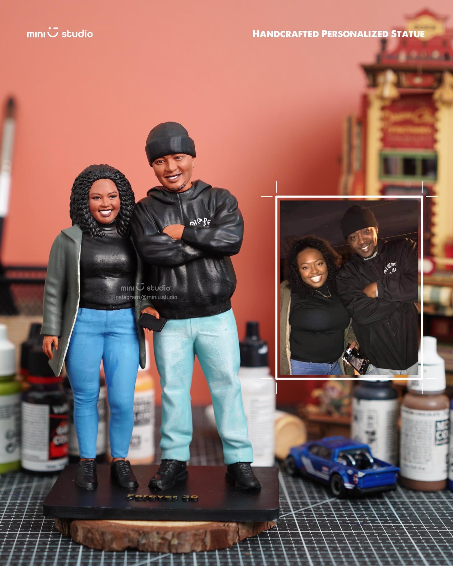 Personalized 3D Printed Portrait Statue: Custom Memorial Figurine for Weddings, Anniversaries & Birthdays