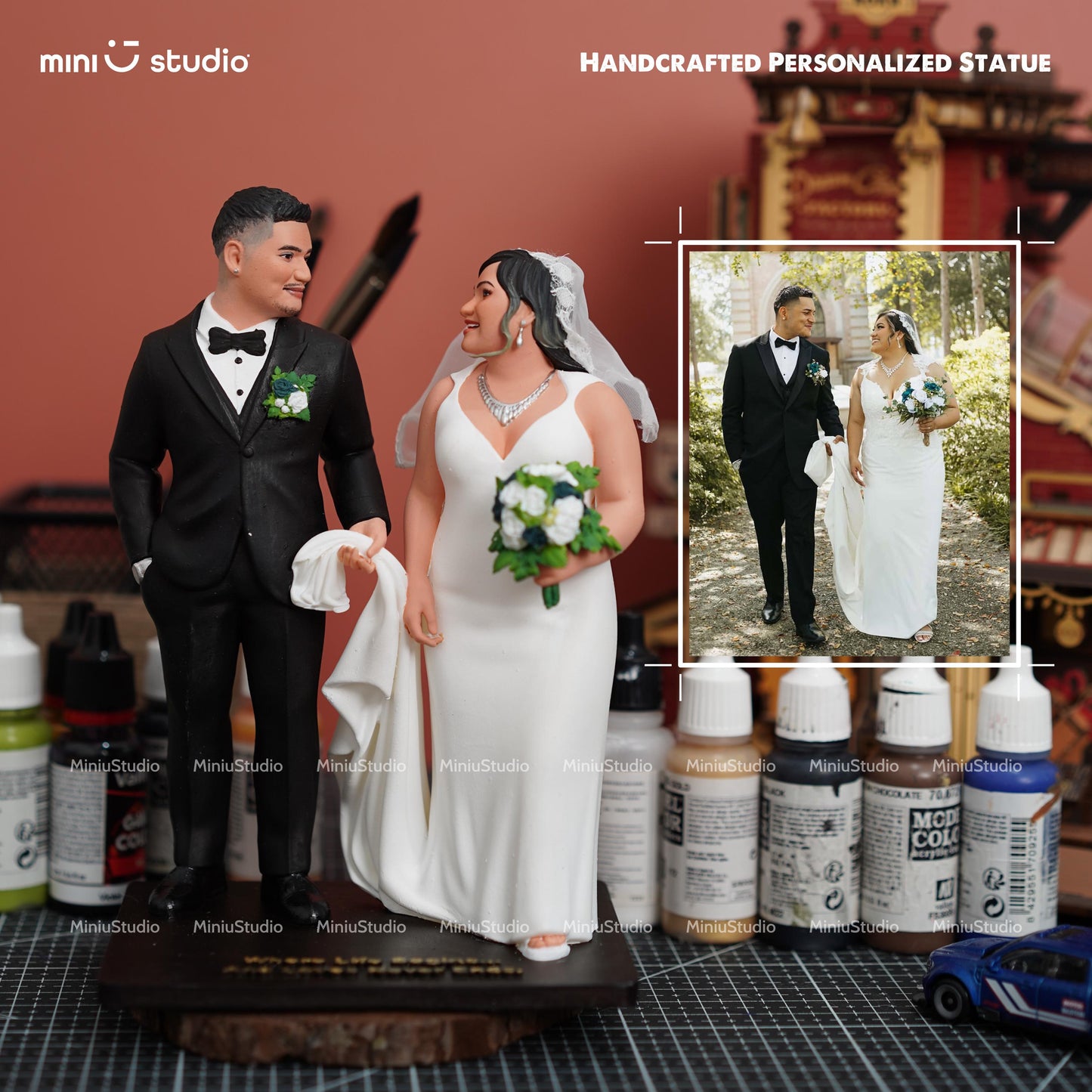 Handcrafted Personalized Memory Sculpture: Custom Wedding, Anniversary & Birthday Couple Figure Gift