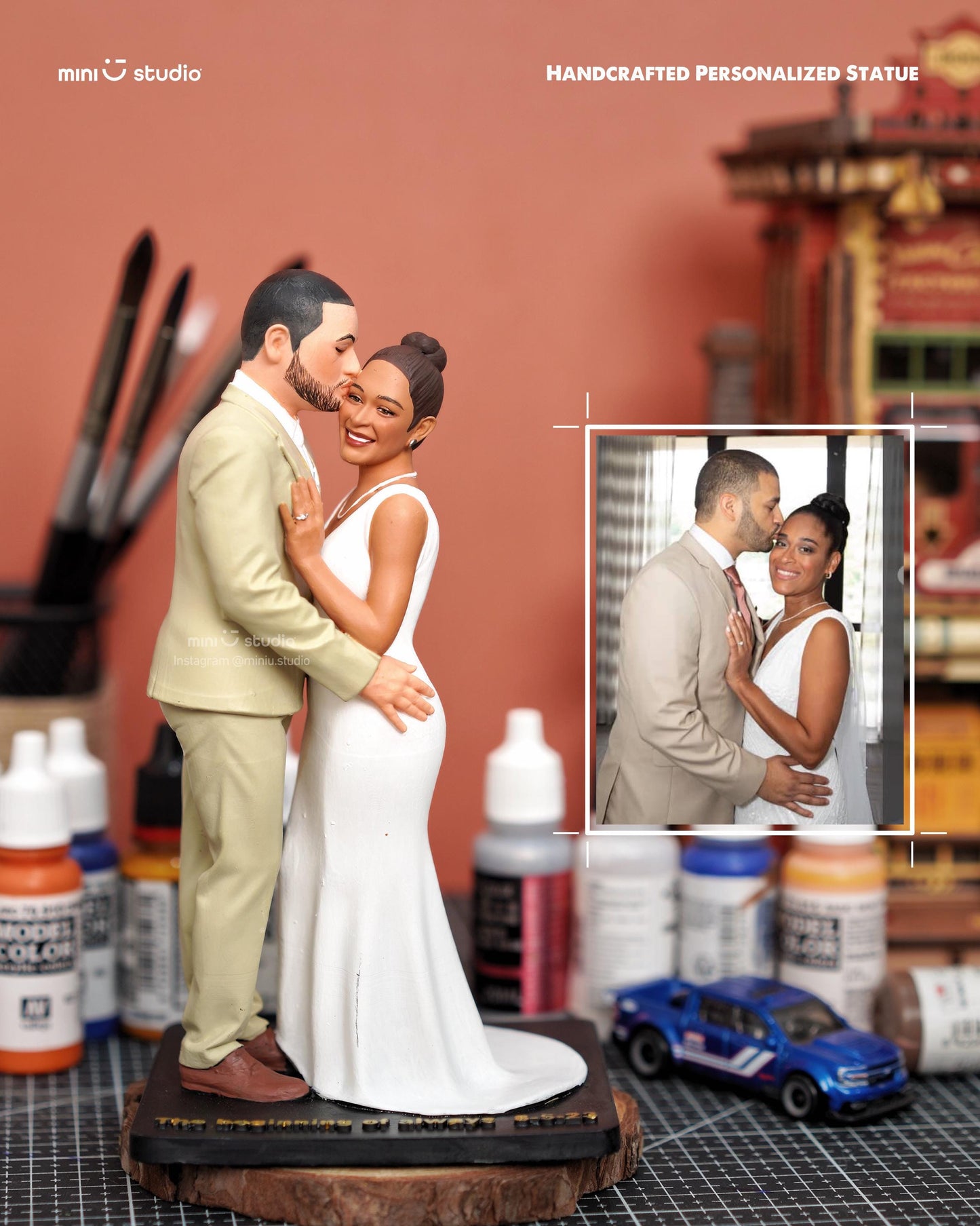 Personalized 3D Printed Portrait Statue: Custom Memorial Figurine for Weddings, Anniversaries & Birthdays